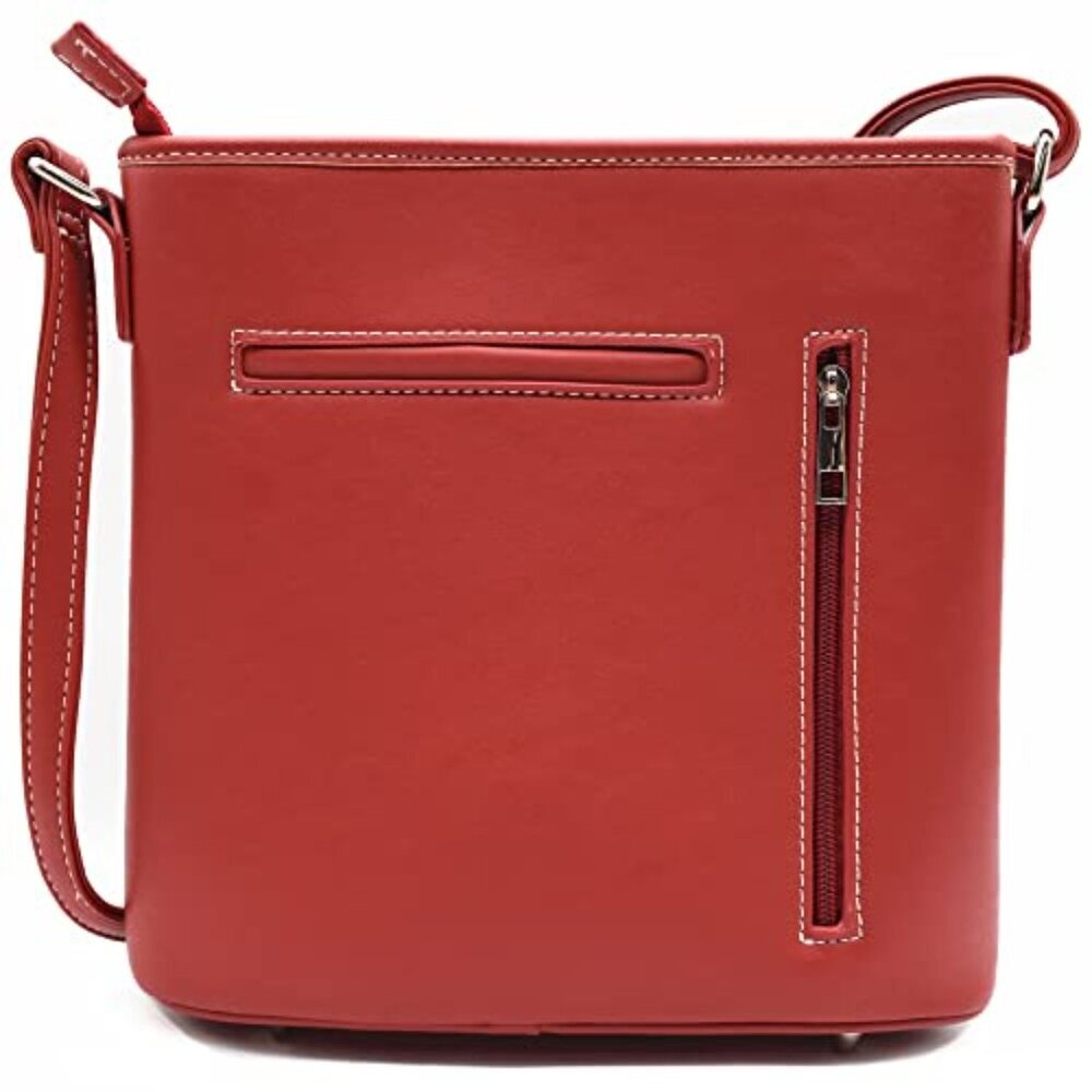 Leather Crossbody Bag Adjustable Strap Zip Closure Phone Pocket - Picture 4 of 5